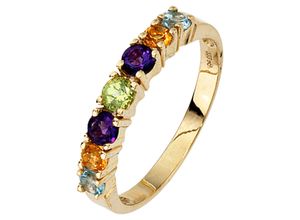 4061861039772 - Fingerring JOBO Fingerringe Gr 54 Gelbgold 333 goldfarben (gelbgold 333) Damen Fingerringe 333 Gold mit Amethyst Blautopas Citrin Peridot