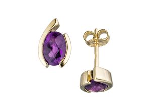 4061861039888 - Paar Ohrstecker JOBO Ohrringe Gr Gelbgold 333 goldfarben (gelbgold 333) Damen Ohrstecker oval 333 Gold mit Amethyst