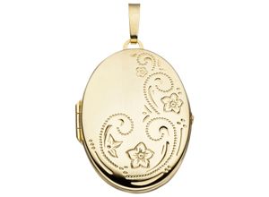 4061861046039 - Medallion-Anhänger JOBO Anhänger Medaillon oval Schmuckanhänger Gr Gelbgold 333 goldfarben (gelbgold 333) Damen Anhänger 333 Gold