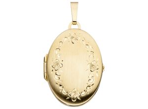 4061861046145 - Medallion-Anhänger JOBO Anhänger Medaillon oval Schmuckanhänger Gr Gelbgold 333 goldfarben (gelbgold 333) Damen Anhänger 333 Gold