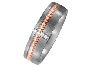 4061861053235 - Diamantring JOBO Fingerringe Gr 54 SI = kleine Einschlüsse Roségold 750-Titan-Diamanten grau (titanfarben) Damen Diamantringe Titan matt mit 750 Roségold 4 Diamanten