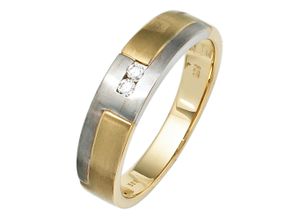 4061861056762 - Diamantring JOBO Fingerringe Gr 60 SI = kleine Einschlüsse Gelbgold 585-Weißgold 585-Diamanten gelb (gelbgold 585) Herren Goldringe 585 Gelbgold Weißgold mit 2 Diamanten