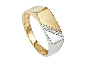 4061861056922 - Diamantring JOBO Fingerringe Gr 64 P2 = erkennbare Einschlüsse Gelbgold 585-Weißgold 585-Diamanten gelb (gelbgold 585) Herren Goldringe 585 Gold bicolor mit 5 Diamanten