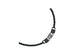 4061861057745 - Kette ohne Anhänger JOBO Halsketten Gr Edelstahl-Leder Länge 45 cm silberfarben (edelstahlfarben) Damen Leder und Edelstahl 45 cm