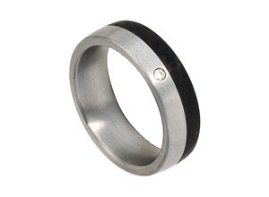 4061861058940 - Diamantring JOBO Fingerringe Gr 50 SI = kleine Einschlüsse Diamanten-Carbon-Edelstahl silberfarben (edelstahlfarben) Damen Diamantringe Edelstahl und Carbon mit Diamant