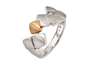 4061861060110 - Fingerring JOBO Fingerringe Gr 50 Silber 925 (Sterlingsilber)-Gelbgold 585 silberfarben (silber 925) Damen Fingerringe 925 Silber mit 585 Gold