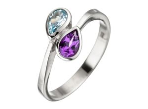 4061861060295 - Fingerring JOBO Fingerringe Gr 50 Silber 925 (Sterlingsilber) silberfarben (silber 925) Damen Fingerringe 925 Silber mit Amethyst und Blautopas