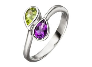 4061861060554 - Silberring JOBO Fingerringe Gr 50 Silber 925 (Sterlingsilber) silberfarben (silber 925) Damen Fingerringe 925 Silber mit Amethyst und Peridot