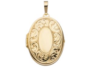 4061861064637 - Medallion-Anhänger JOBO Anhänger Medaillon oval Schmuckanhänger Gr Silber 925 (Sterlingsilber) goldfarben Damen Anhänger 925 Silber vergoldet