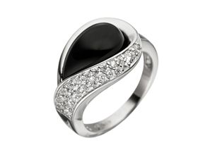 4061861069083 - Silberring JOBO Fingerringe Gr 50 Silber 925 (Sterlingsilber) silberfarben (silber 925) Damen Fingerringe 925 Silber mit Onyx und Zirkonia