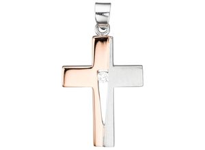 4061861070423 - Kreuz-Anhänger JOBO Anhänger Kreuz Schmuckanhänger Gr Silber 925 (Sterlingsilber) silberfarben (silber 925) Damen 925 Silber bicolor vergoldet mit Zirkonia