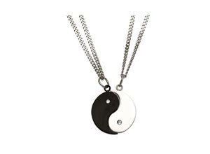 4061861078900 - Kette mit Anhänger JOBO Ying Yang Halsketten Gr Edelstahl Länge 50 cm silberfarben (edelstahlfarben) Damen Edelstahl mit Zirkonia