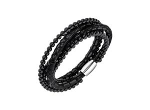 4061861079518 - Lederarmband JOBO Armbänder Gr Edelstahl-Leder silberfarben (edelstahlfarben) Damen Lederarmbänder Leder und Edelstahl mit Onyx 19 cm 4061861079518 - Lederarmband JOBO Armbänder Gr Edelstahl-Leder silberfarben (edelstahlfarben) Damen Lederarmbänder Leder und Edelstahl mit Onyx 19 cm