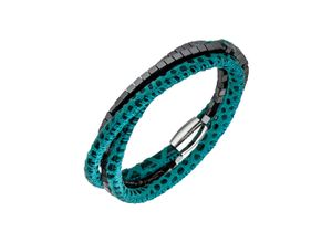 4061861079532 - Lederarmband JOBO Armbänder Gr Edelstahl-Leder silberfarben (edelstahlfarben) Damen Lederarmbänder Leder und Edelstahl mit Hämatit 19 cm