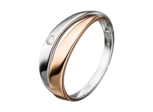 4061861082648 - Diamantring JOBO Fingerringe Gr 56 SI = kleine Einschlüsse Roségold 585-Weißgold 585-Diamanten rosegold (roségold 585) Damen Diamantringe 585 Gold bicolor mit Diamant