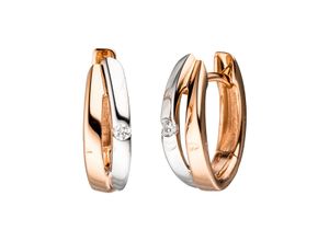 4061861082679 - Paar Creolen JOBO Ohrringe Gr SI = kleine Einschlüsse Roségold 585-Diamanten rosegold (roségold 585) Damen Creolen 585 Roségold bicolor mit 2 Diamanten