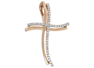 4061861083980 - Kreuz-Anhänger JOBO Anhänger Kreuz Schmuckanhänger Gr SI = kleine Einschlüsse Roségold 585-Weißgold 585-Diamanten rosegold (roségold 585) Damen Anhänger 585 Gold bicolor mit 42 Diamanten