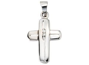 4061861084031 - Kreuz-Anhänger JOBO Anhänger Kreuz Schmuckanhänger Gr Weißgold 585-Diamanten weiß (weißgold 585) Damen Anhänger 585 Weißgold mit 3 Diamanten