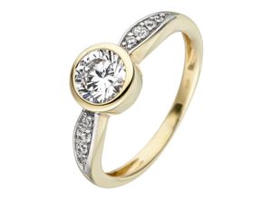 4061861085137 - Goldring JOBO Fingerringe Gr 52 Gelbgold 375 gelb (gelbgold 375) Damen Fingerringe 375 Gold bicolor mit Zirkonia