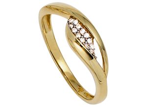 4061861085229 - Goldring JOBO Fingerringe Gr 52 Gelbgold 333 goldfarben (gelbgold 333) Damen Fingerringe 333 Gold bicolor mit Zirkonia