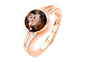 4061861085618 - Diamantring JOBO Fingerringe Gr 52 P1 = bei 10-facher Vergrößerung erkennbare Einschlüsse Roségold 585-Diamanten rosegold (roségold 585) Damen Diamantringe 585 Roségold mit Rauchquarz und 5 Diamanten