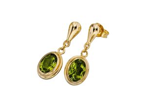 4061861086905 - Paar Ohrhänger JOBO Ohrringe Gr Gelbgold 585 gelb (gelbgold 585) Damen Ohrhänger oval 585 Gold mit Peridot