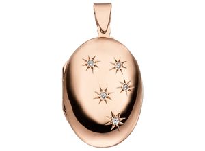 4061861096256 - Medallion-Anhänger JOBO Anhänger Medaillon oval Schmuckanhänger Gr Silber 925 (Sterlingsilber) rosegold (roségoldfarben) Damen Anhänger 925 Silber roségold vergoldet mit Zirkonia