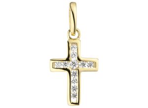 4061861116114 - Kreuz-Anhänger JOBO Anhänger Kreuz Schmuckanhänger Gr Gelbgold 375 gelb (gelbgold 375) Damen Anhänger 375 Gold mit 11 Zirkonia