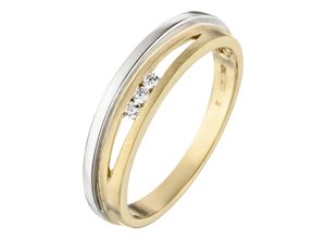 4061861117838 - Goldring JOBO Fingerringe Gr 56 Gelbgold 375-Weißgold 375 gelb (gelbgold 375) Damen Fingerringe 375 Gold bicolor mit 3 Zirkonia