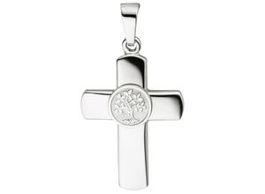 4061861118859 - Kreuz-Anhänger JOBO Anhänger Kreuz mit Lebensbaum Schmuckanhänger Gr Silber 925 (Sterlingsilber) silberfarben (silber 925) Damen 925 Silber