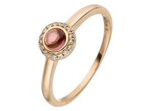 4061861119795 - Diamantring JOBO Fingerringe Gr 52 SI = kleine Einschlüsse Roségold 585-Diamanten rosegold (roségold 585) Damen Diamantringe 585 Roségold mit 16 Diamanten 1 Turmalin Cabochon