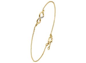 4061861121354 - Goldarmband JOBO Unendlichkeit Armbänder Gr Gelbgold 375 gelb (gelbgold 375) Damen Armbänder Gold 375 bicolor mit 7 Zirkonia 195 cm