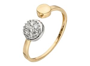 4061861121507 - Goldring JOBO Fingerringe Gr 50 Gelbgold 375-Weißgold 375 gelb (gelbgold 375) Damen Fingerringe offen 375 Gold bicolor mit 7 Zirkonia