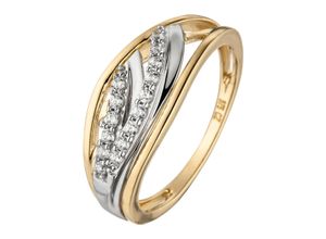 4061861122641 - Goldring JOBO Fingerringe Gr 60 Gelbgold 375 gelb (gelbgold 375) Damen Fingerringe 375 Gold bicolor mit 15 Zirkonia