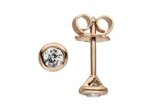 4061861127639 - Paar Ohrstecker JOBO Solitär Ohrringe Gr SI = kleine Einschlüsse Roségold 585-Diamanten rosegold (roségold 585) Damen Ohrstecker rund 585 Roségold mit 2 Diamanten Brillanten 024 ct