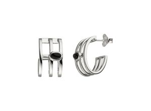 4061861131032 - Paar Creolen JOBO Ohrringe Gr Silber 925 (Sterlingsilber) silberfarben (silber 925) Damen Creolen 925 Silber mit Onyx 4061861131032 - Paar Creolen JOBO Ohrringe Gr Silber 925 (Sterlingsilber) silberfarben (silber 925) Damen Creolen 925 Silber mit Onyx
