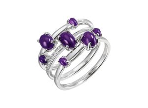 4061861133005 - Fingerring JOBO Fingerringe Gr 54 Silber 925 (Sterlingsilber) lila (lila lila) Damen Fingerringe breit 925 Silber mit Amethyst und Zirkonia