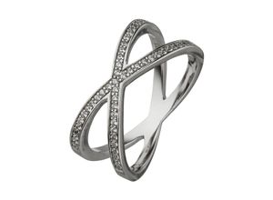 4061861135320 - Fingerring JOBO X-Ring Fingerringe Gr 50 Silber 925 (Sterlingsilber) silberfarben (silber 925 weiß) Damen Fingerringe 925 Silber mit 49 Zirkonia