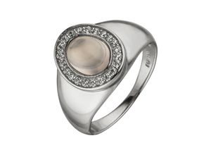 4061861135481 - Fingerring JOBO Fingerringe Gr 50 Silber 925 (Sterlingsilber) silberfarben (silber 925 rosé) Damen Fingerringe 925 Silber mit Rosenquarz und 22 Zirkonia