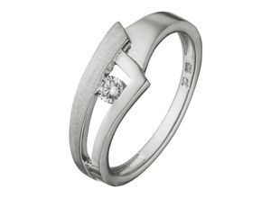 4061861135795 - Fingerring JOBO Fingerringe Gr 52 Silber 925 (Sterlingsilber) silberfarben (silber 925 weiß) Damen 925 Silber teil matt mit 1 Zirkonia