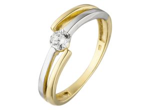 4061861136815 - Fingerring JOBO Fingerringe Gr 50 Gelbgold 333-Weißgold 333 goldfarben (gelbgold 333 weiß) Damen Fingerringe 333 Gold bicolor mit Zirkonia