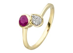 4061861136938 - Fingerring JOBO Fingerringe Gr 50 Gelbgold 333 rot (rubinrot rot) Damen Fingerringe 333 Gold mit Rubin und 9 Zirkonia