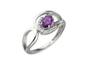 4061861137027 - Fingerring JOBO Fingerringe Gr 50 Weißgold 333 lila (lila lila) Damen Fingerringe 333 Weißgold mit Amethyst und 11 Zirkonia