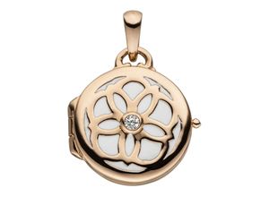 4061861140157 - Medallion-Anhänger JOBO Kleines Medaillon Schmuckanhänger Gr Silber 925 (Sterlingsilber) rosegold (roségoldfarben weiß) Damen Anhänger 925 Silber roségold vergoldet mit Zirkonia