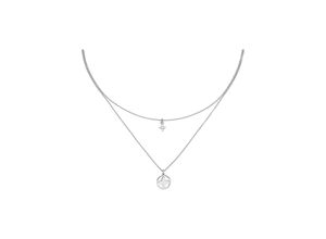 4061861140478 - Collier JOBO Blume Halsketten Gr Silber 925 (Sterlingsilber) Länge 44 cm silberfarben (silber 925) Damen Colliers 925 Silber mit 5 Zirkonia 44 cm