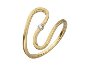 4061861142502 - Fingerring JOBO Fingerringe Gr 50 SI = kleine Einschlüsse Gelbgold 585-Diamanten gelb (gelbgold 585) Damen Diamantringe geschlängelt 585 Gold eismatt mit Diamant 005 ct