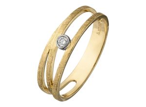 4061861142625 - Fingerring JOBO Fingerringe Gr 56 SI = kleine Einschlüsse Gelbgold 585-Diamanten gelb (gelbgold 585) Damen Diamantringe 585 Gold bicolor mit Diamant 005 ct