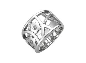 4061861143950 - Fingerring JOBO Fingerringe Gr 54 Silber 925 (Sterlingsilber) silberfarben (silber 925 weiß) Damen Fingerringe breit 925 Silber mit 25 Zirkonia