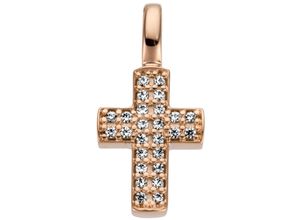 4061861150224 - Ketten-Anhänger JOBO Anhänger Kreuz Schmuckanhänger Gr SI = kleine Einschlüsse Roségold 585-Diamanten rosegold (roségold 585) Damen Anhänger 585 Roségold mit 26 Diamanten