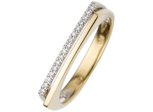 4061861150880 - Fingerring JOBO Fingerringe Gr 50 SI = kleine Einschlüsse Gelbgold 585-Weißgold 585-Diamanten gelb (gelbgold 585) Damen Diamantringe 585 Gold bicolor mit 16 Diamanten